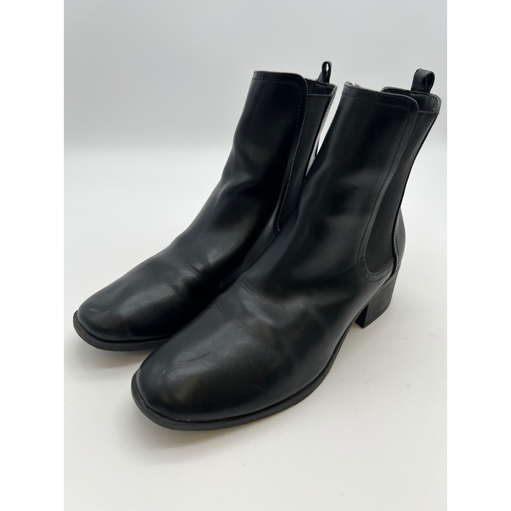 KENNETH COLE REACTION Salas Chelsea Boots Womens 8.5 Black Block Heel Pull On